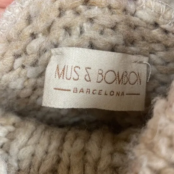 Mus &amp; BOMBON Mahogany Wool Sweater Beige Turtleneck - Size Large
