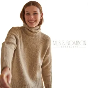 Mus &amp; BOMBON Mahogany Wool Sweater Beige Turtleneck - Size Large