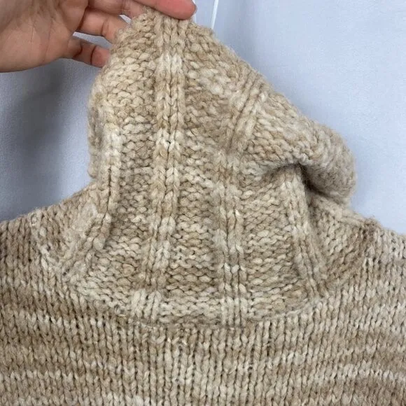 Mus &amp; BOMBON Mahogany Wool Sweater Beige Turtleneck - Size Large
