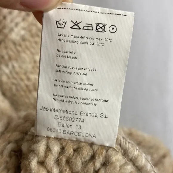 Mus &amp; BOMBON Mahogany Wool Sweater Beige Turtleneck - Size Large