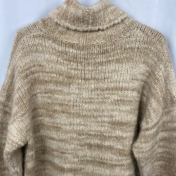 Mus &amp; BOMBON Mahogany Wool Sweater Beige Turtleneck - Size Large