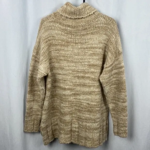 Mus &amp; BOMBON Mahogany Wool Sweater Beige Turtleneck - Size Large