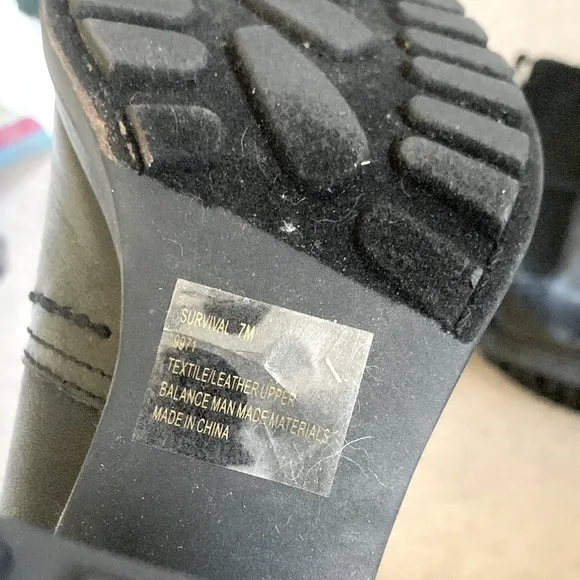 NAKED FEET black Survival mid-shaft boots, size 7.