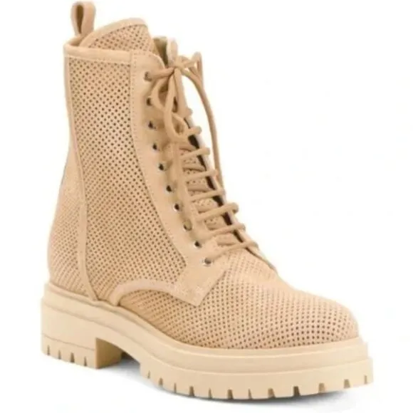 Napoleoni Suede Perforated Boots Sz 38