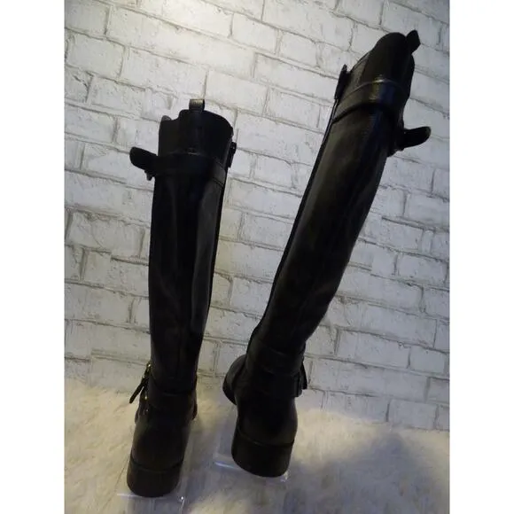 Naturalizer Black Textured Leather June Riding Boots 6 NEW