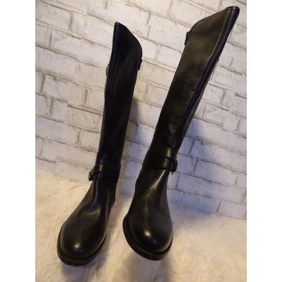 Naturalizer Black Textured Leather June Riding Boots 6 NEW