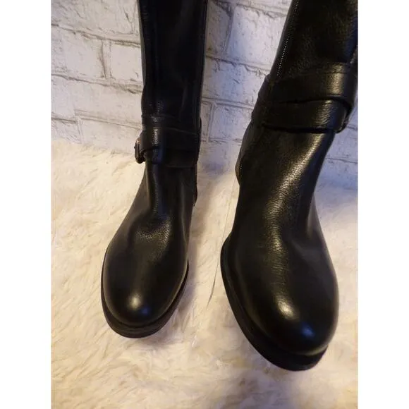 Naturalizer Black Textured Leather June Riding Boots 6 NEW