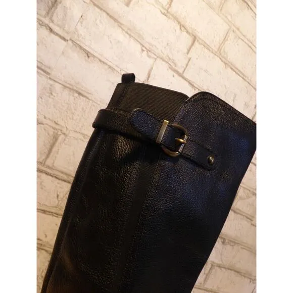 Naturalizer Black Textured Leather June Riding Boots 6 NEW