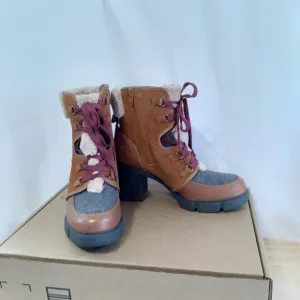 Naturalizer Boots Womens Size 9 Myla Brown Block Heel Lace Zip Nwt