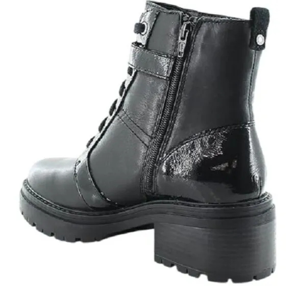 Naturalizer Jac Leather Ankle Combat &amp; Lace-Up Boots Women's Black Size 8.5M