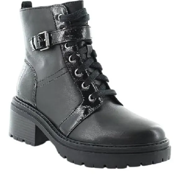 Naturalizer Jac Leather Ankle Combat &amp; Lace-Up Boots Women's Black Size 8.5M