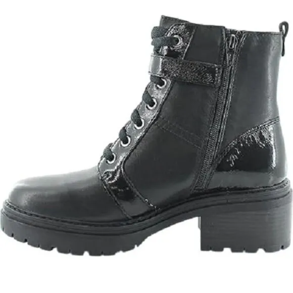 Naturalizer Jac Leather Ankle Combat &amp; Lace-Up Boots Women's Black Size 8.5M