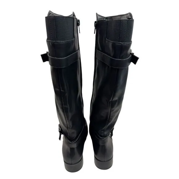 Naturalizer Knee High Boots Size 9.5 Black Block Heel Buckle Detail NEW