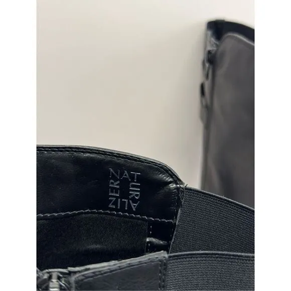 Naturalizer Knee High Boots Size 9.5 Black Block Heel Buckle Detail NEW