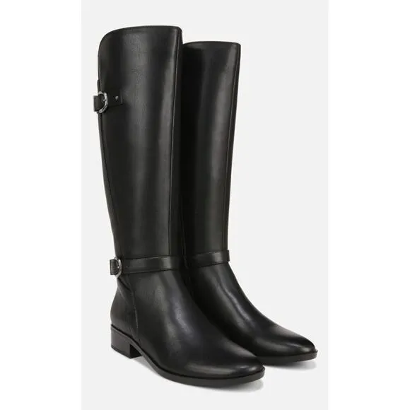 Naturalizer Knee High Boots Size 9.5 Black Block Heel Buckle Detail NEW
