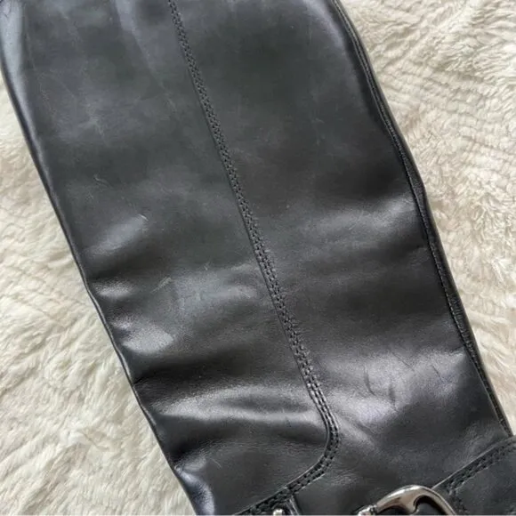 Naturalizer Koka Black Leather Knee-High Riding Boots