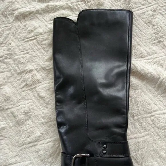 Naturalizer Koka Black Leather Knee-High Riding Boots