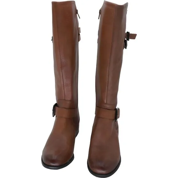 Naturalizer Womens Jessie Knee High Buckle Detail Riding Boots Brown Leather 6.5