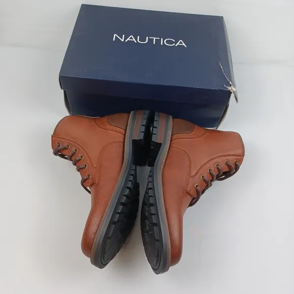 Nautica men's fashion Chukka Derby smooth‎ toe Boots brown size 9.5
