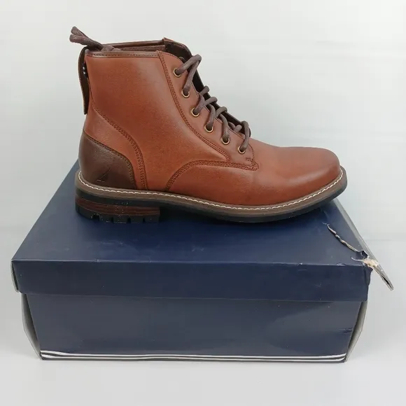 Nautica men's fashion Chukka Derby smooth‎ toe Boots brown size 9.5