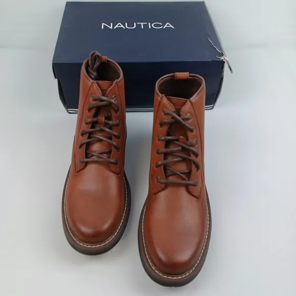 Nautica men's fashion Chukka Derby smooth‎ toe Boots brown size 9.5