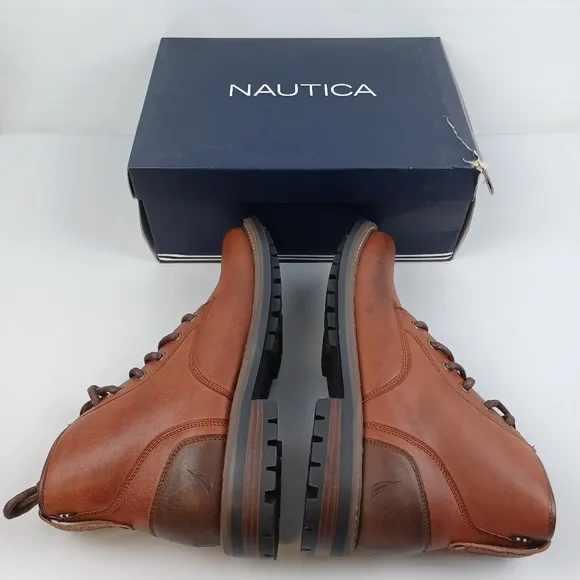 Nautica men's fashion Chukka Derby smooth‎ toe Boots brown size 9.5