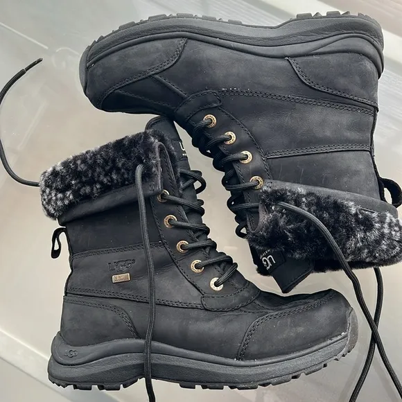 🥾Nearly New ADIRONDACK eVent Waterproof UGG Winter BOOTS BLACK Women’s 6 (EU 37)