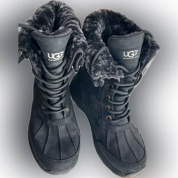 🥾Nearly New ADIRONDACK eVent Waterproof UGG Winter BOOTS BLACK Women’s 6 (EU 37)
