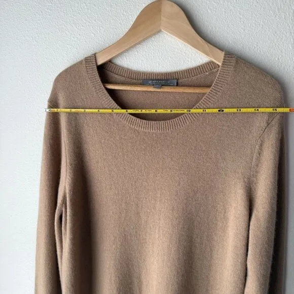Neiman Marcus Womens 100% Cashmere Brown Long Sleeve Crew Neck Sweater Dress L