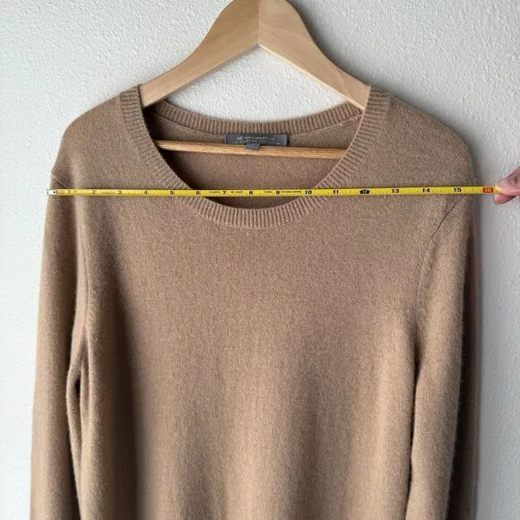 Neiman Marcus Womens 100% Cashmere Brown Long Sleeve Crew Neck Sweater Dress L