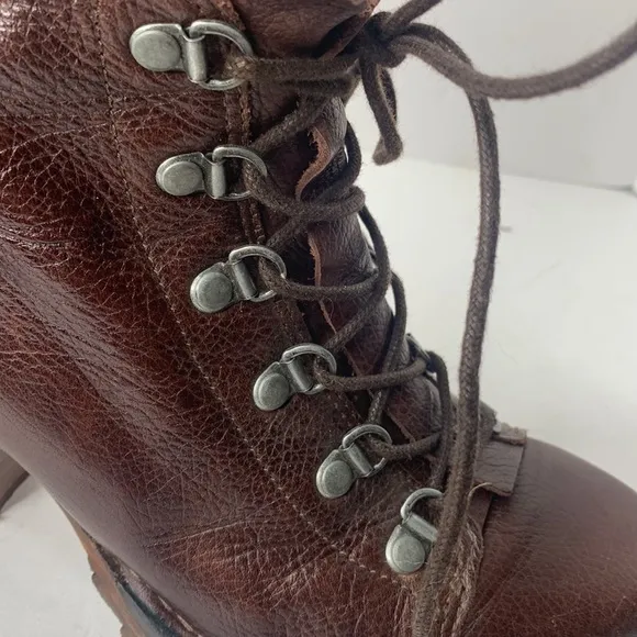Neosens brown leather heeled lace-up ankle boots