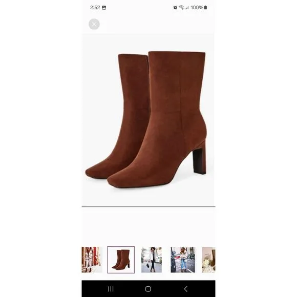 New 11E Extra Wide JustFab Brown Lillianna  Booties Boots Faux Suede