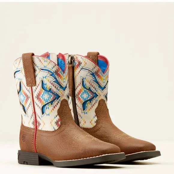 NEW ARIAT kid's san angelo boots in brown/multi
