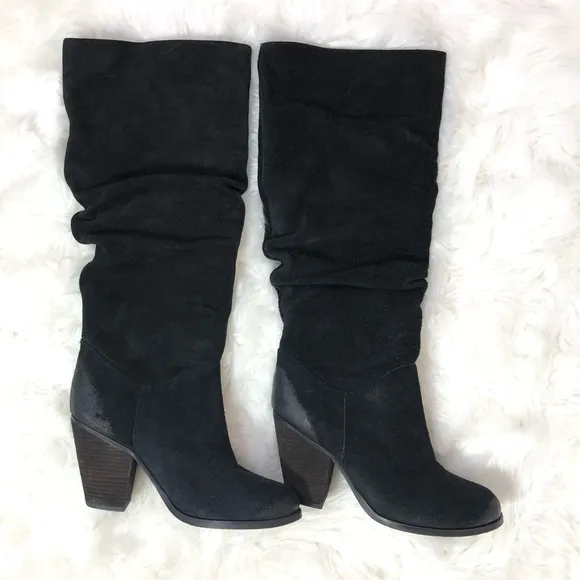 NEW Arturo Chiang Black Suede Tall Slouchy Boots Size 8