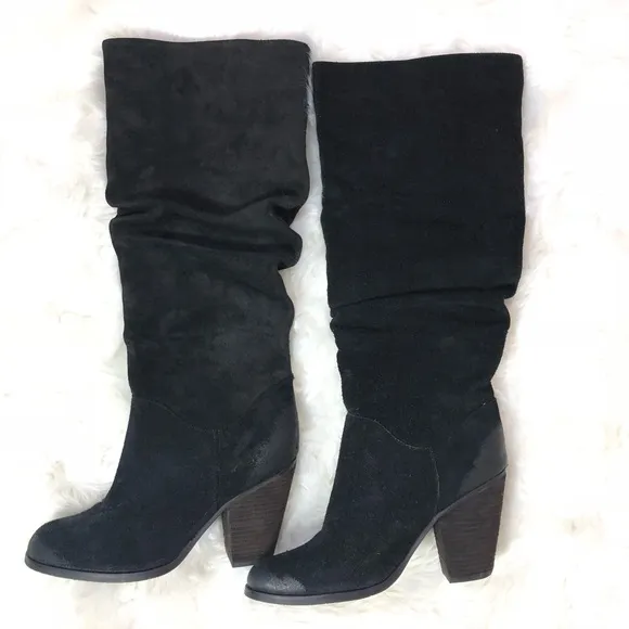 NEW Arturo Chiang Black Suede Tall Slouchy Boots Size 8