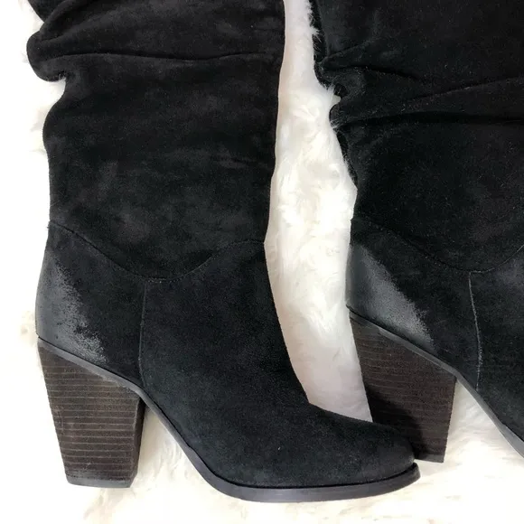 NEW Arturo Chiang Black Suede Tall Slouchy Boots Size 8
