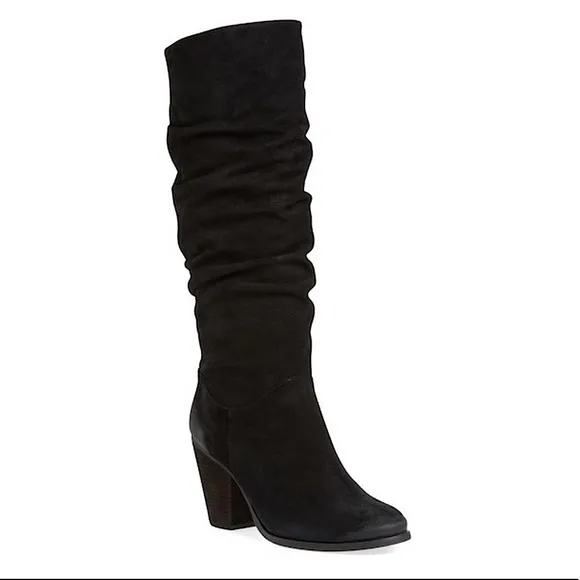 NEW Arturo Chiang Black Suede Tall Slouchy Boots Size 8