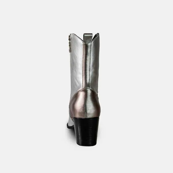 NEW BALA DI GALA women's metallic premium leather stella boots in silver