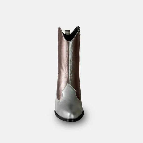 NEW BALA DI GALA women's metallic premium leather stella boots in silver