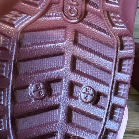 New Big Kids Crocs Classic Neo Puff Maroon Lined Winter Snow Ankle Boots Size‎ 2