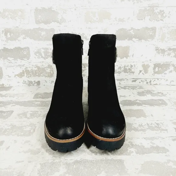 NEW Blondo Dahlia Black Nubuck Waterproof Motorcycle Booties F907