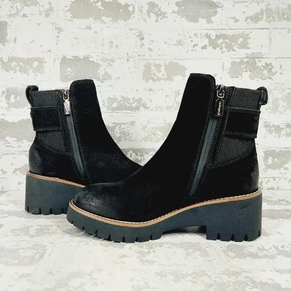 NEW Blondo Dahlia Black Nubuck Waterproof Motorcycle Booties F907