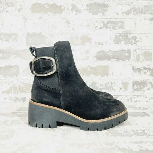 NEW Blondo Dahlia Black Nubuck Waterproof Motorcycle Booties F907