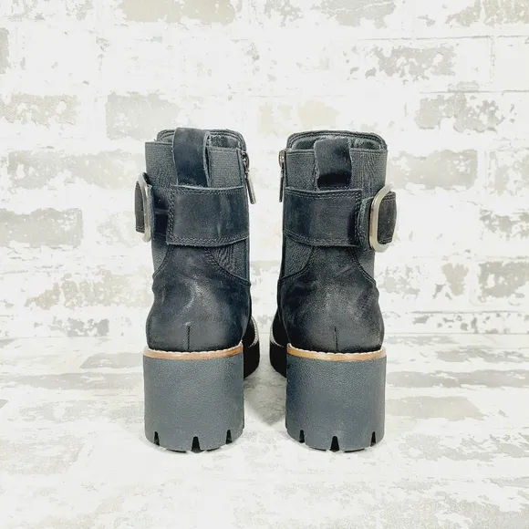 NEW Blondo Dahlia Black Nubuck Waterproof Motorcycle Booties F907
