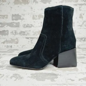 New Blondo Salome Black Suede Waterproof Block Heel Ankle Boots H277