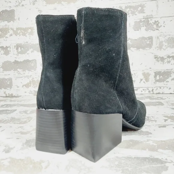 New Blondo Salome Black Suede Waterproof Block Heel Ankle Boots H277
