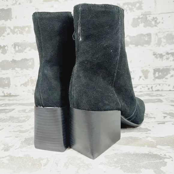 New Blondo Salome Black Suede Waterproof Block Heel Ankle Boots H277