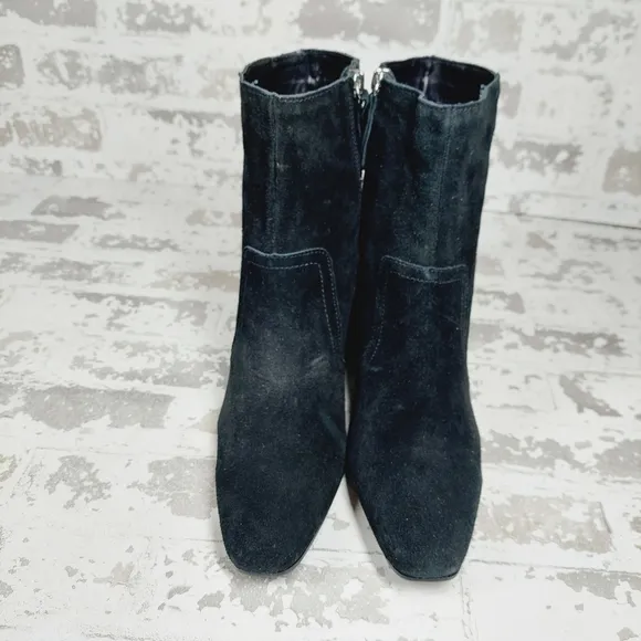 New Blondo Salome Black Suede Waterproof Block Heel Ankle Boots H277