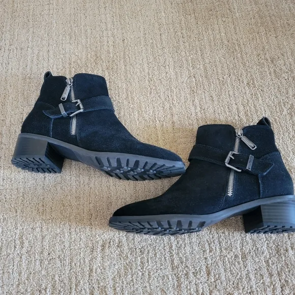 NEW Blondo US Women's Waterproof Susan Black Suede Ankle Boots, Size 38.5