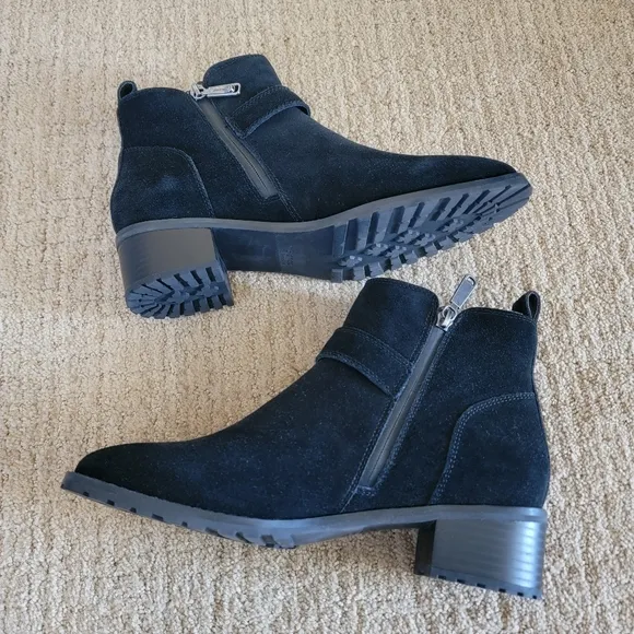 NEW Blondo US Women's Waterproof Susan Black Suede Ankle Boots, Size 38.5